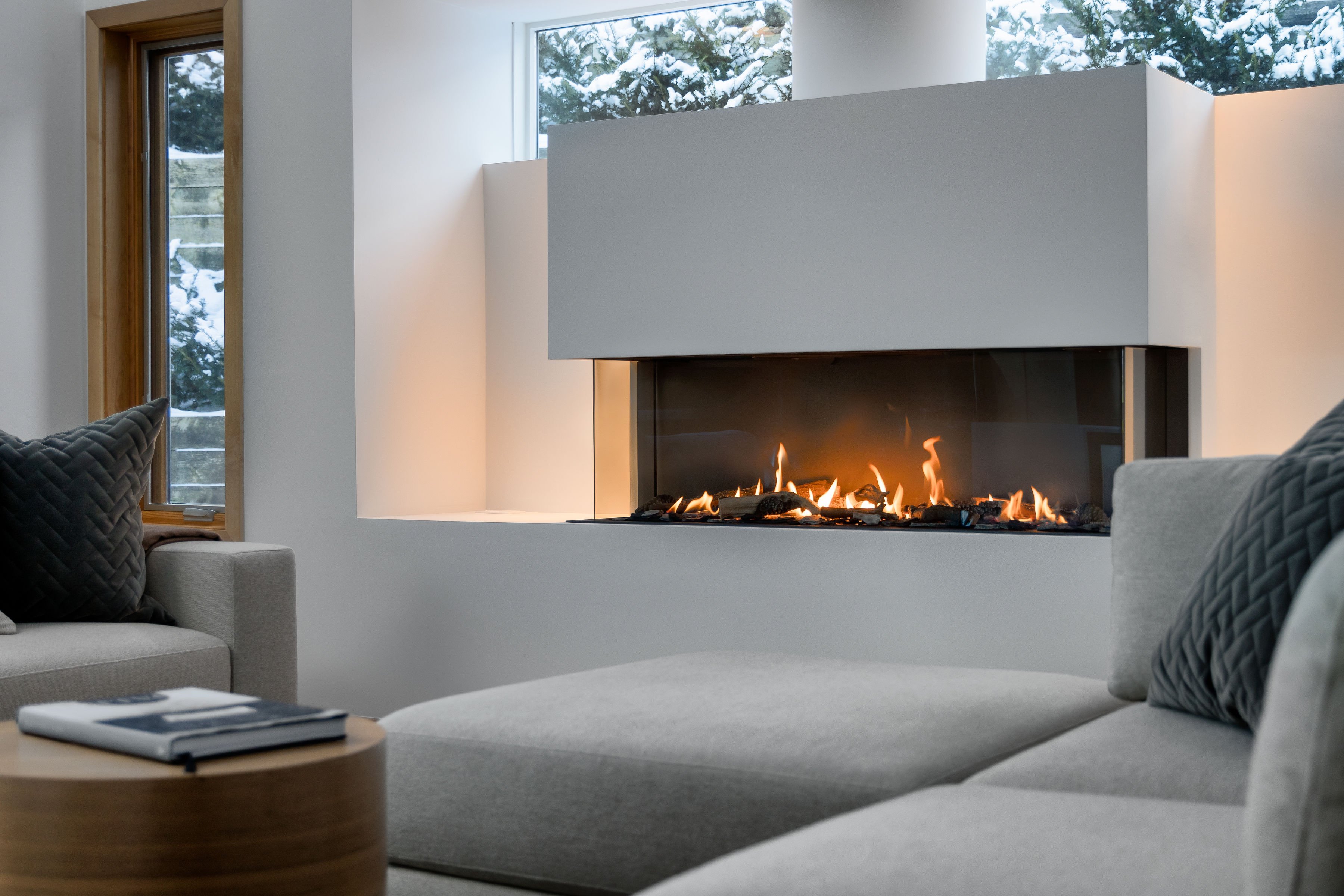 Element4 three sided linear gas fireplace